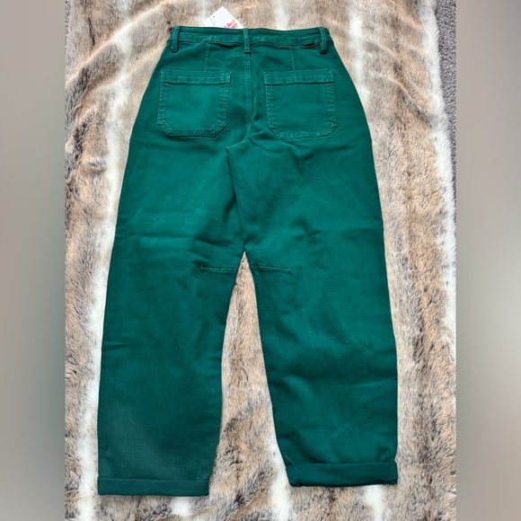 NWT Risen Look At Me High Rise Green Jeans Ankle Cuffed Barrel Size 3 - Picture 4 of 5